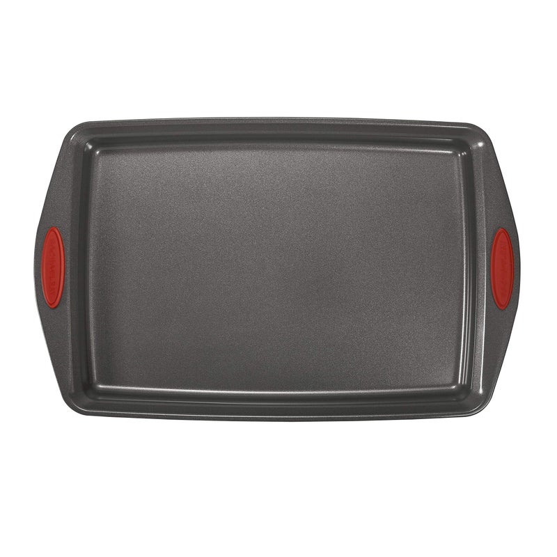 Rachael Ray Nonstick Bakeware with Grips includes Nonstick Bread Pan, Baking Pan, Cake Pans and Cookie Sheet / Baking Sheet - 5 Piece, Gray with Red Grips - Image 3